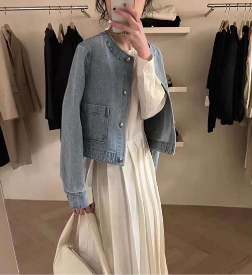 Denim Jacket 百搭圓領牛仔外套/  CD8144 main image 1