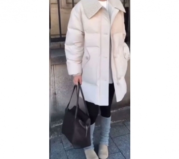 折扣款 羊毛針織領鴨絨溫暖外套