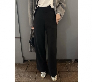 寬鬆緊褲頭順羊毛寬褲