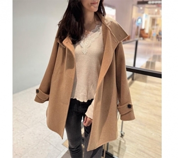 立領經典風衣設計羊絨大衣