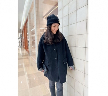 連帽圓口袋羊絨手工大衣