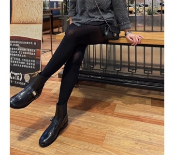 質感牛皮扣環設計真皮靴