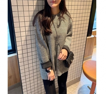 細條紋長板衫