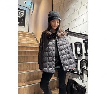 格紋設計鵝絨襯衫外