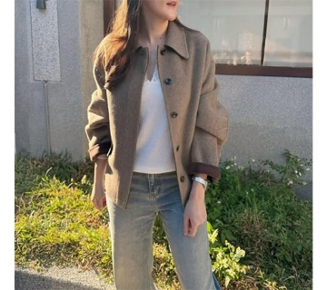 質感推薦 配色設計羊駝絨手工短大衣