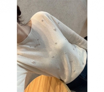 手縫雪花設計羊絨衫