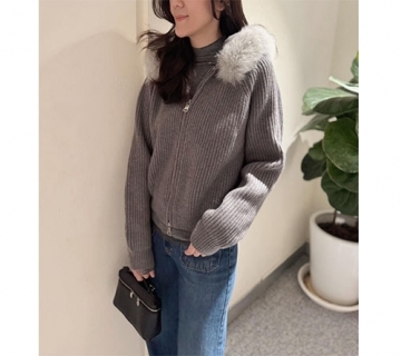 狐狸毛質感皮草羊毛罩衫