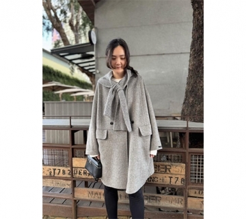 連帽披肩羊絨手工大衣