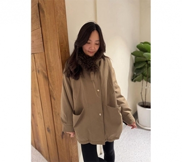 質感羊毛領中空紗鵝絨外套