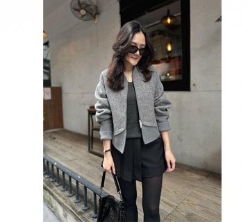 質感推薦 棒球羊絨拼接浣熊針織外